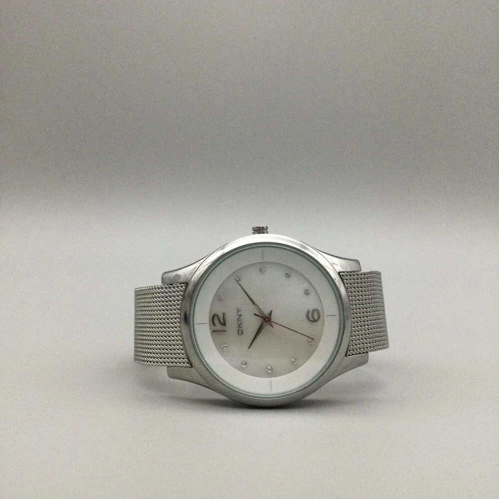 DKNY Womens Watch 37mm MOP Dial Silver Tone Steel Mesh NY-8716 New Battery
